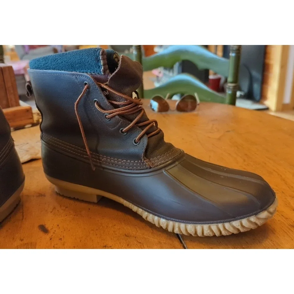 Lacrosse Duck Boots Leather & Inserts Mens Waterproof Rubber Brown READ DESCRIPT